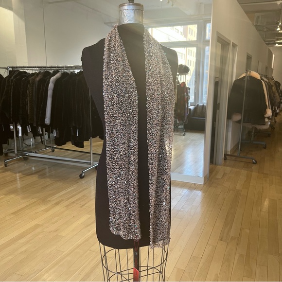 Jean Cristan Taupe Hand Beaded Scarf - Picture 1 of 5